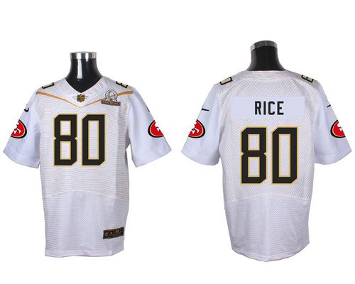 Nike 49ers #80 Jerry Rice White 2016 Pro Bowl Men's Stitched NFL Elite Jersey - Click Image to Close